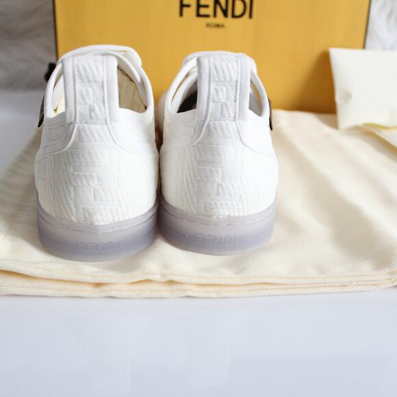 Fendi Promenade FF Logo White Canvas Clear Lace Up Low-Top Sneakers - Picture 11 of 14